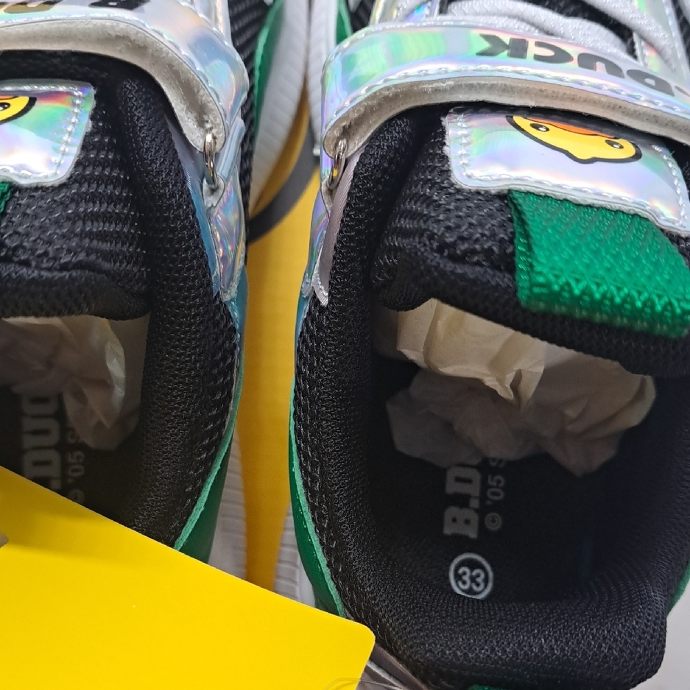 Kids' Holographic Sneakers with Green Accents - Picture 10 of 14